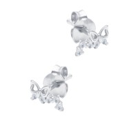 Butterfly Shaped CZ Silver Stud Earring STS-6662